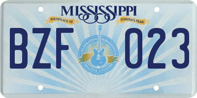 MS license plate BZF023