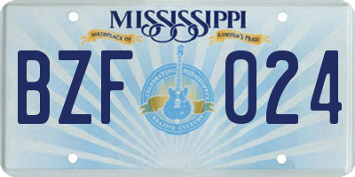 MS license plate BZF024