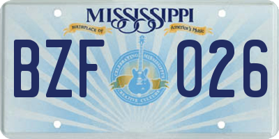 MS license plate BZF026