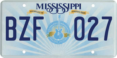 MS license plate BZF027