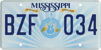 MS license plate BZF034