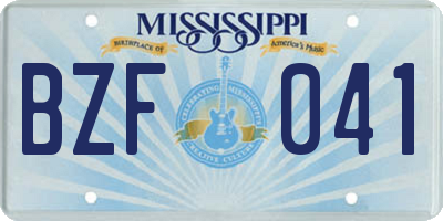 MS license plate BZF041