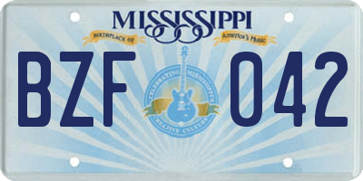 MS license plate BZF042