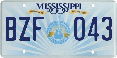 MS license plate BZF043