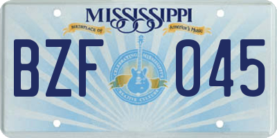 MS license plate BZF045
