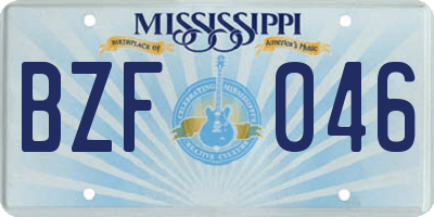 MS license plate BZF046