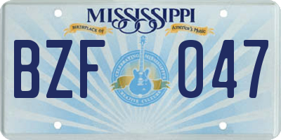 MS license plate BZF047