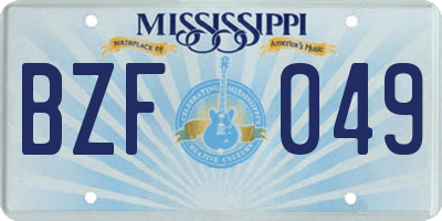 MS license plate BZF049