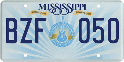 MS license plate BZF050
