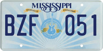 MS license plate BZF051