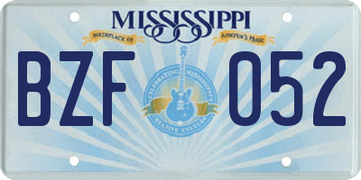 MS license plate BZF052