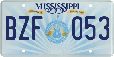 MS license plate BZF053