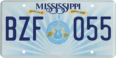 MS license plate BZF055