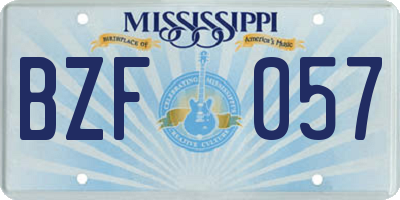 MS license plate BZF057