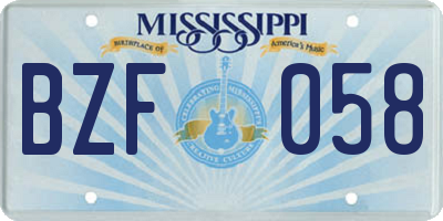 MS license plate BZF058