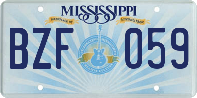 MS license plate BZF059