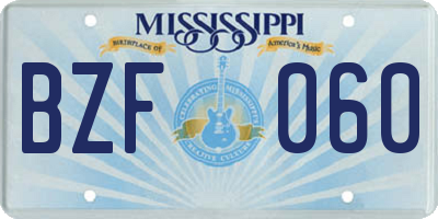 MS license plate BZF060