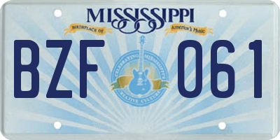 MS license plate BZF061
