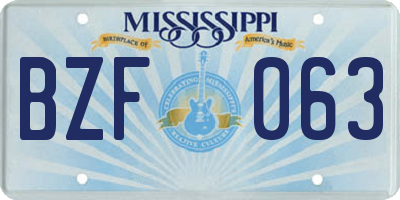 MS license plate BZF063