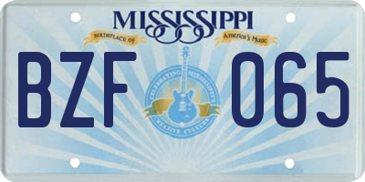 MS license plate BZF065