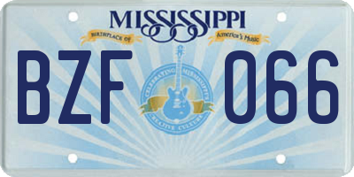 MS license plate BZF066