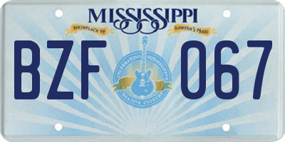 MS license plate BZF067