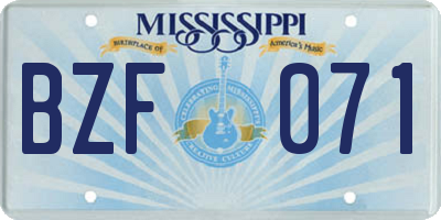 MS license plate BZF071