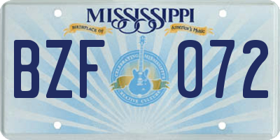 MS license plate BZF072