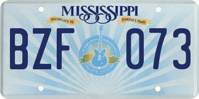 MS license plate BZF073