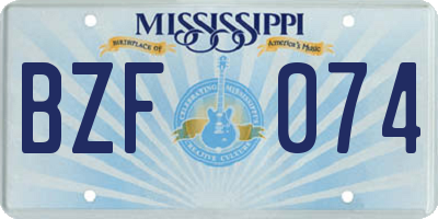 MS license plate BZF074
