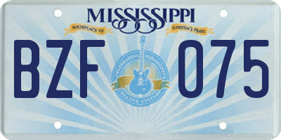 MS license plate BZF075