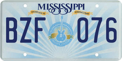 MS license plate BZF076