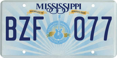 MS license plate BZF077