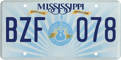 MS license plate BZF078