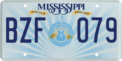 MS license plate BZF079