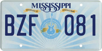 MS license plate BZF081
