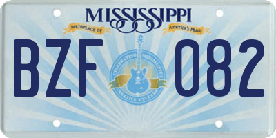 MS license plate BZF082