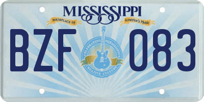 MS license plate BZF083