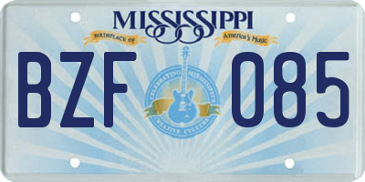 MS license plate BZF085