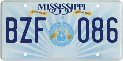 MS license plate BZF086