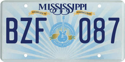 MS license plate BZF087