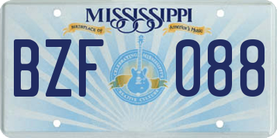 MS license plate BZF088