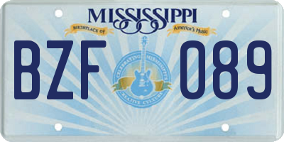 MS license plate BZF089