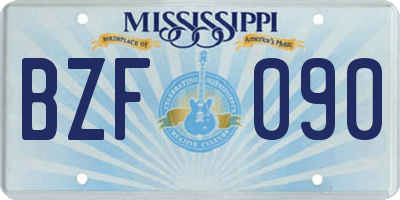 MS license plate BZF090