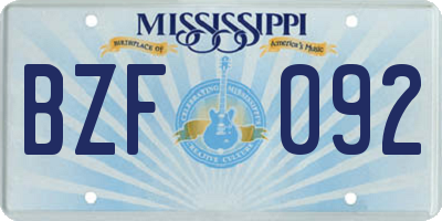 MS license plate BZF092