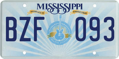 MS license plate BZF093