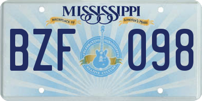 MS license plate BZF098