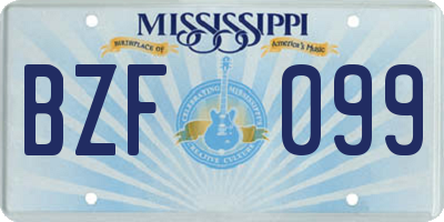 MS license plate BZF099