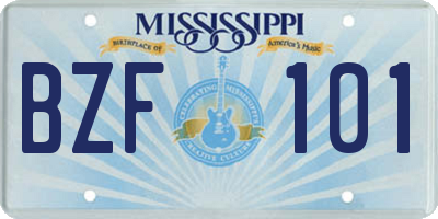 MS license plate BZF101