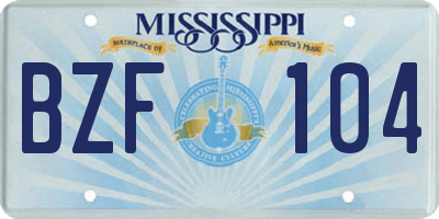 MS license plate BZF104